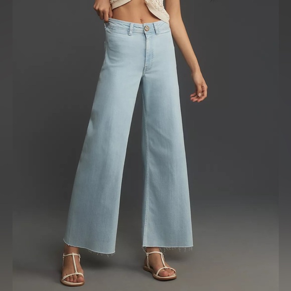 The Ettie High-Rise Crop Wide-Leg Jeans by Maeve - New with Tag - Light Denim - Picture 7 of 8